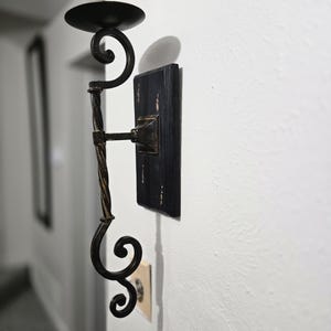Rustic 18.5&quot; Vintage Wrought Iron Wall Sconce - Rustic Black Candle Holder for Home Décor, Gothic Wall Mounted Candle Light