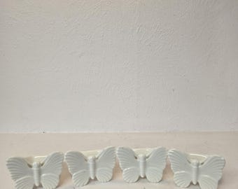 Set of 4 Vintage Porcelain Bone China Butterfly Napkin Holders – Elegant Napkin Rings Made in Taiwan – Delicate Floral Design