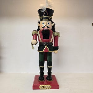Vintage 2003 Wooden Nutcracker, 13.5-Inch Christmas Decoration, Holiday Figurine, Collectible Nutcracker, Festive Holiday Decor