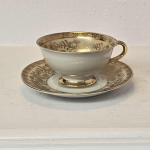 Porcelain Gold Plated Coffee Tea Cup and Plate – Exquisite Bavarian Fine China, Made in Germany, Elegant Home Décor and Gift Idea