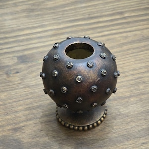 Vintage Mini 4-Inch Dark Brown Ceramic Handcrafted Vase – Small Modern Boho Decor for Fall, Tan Accent Piece