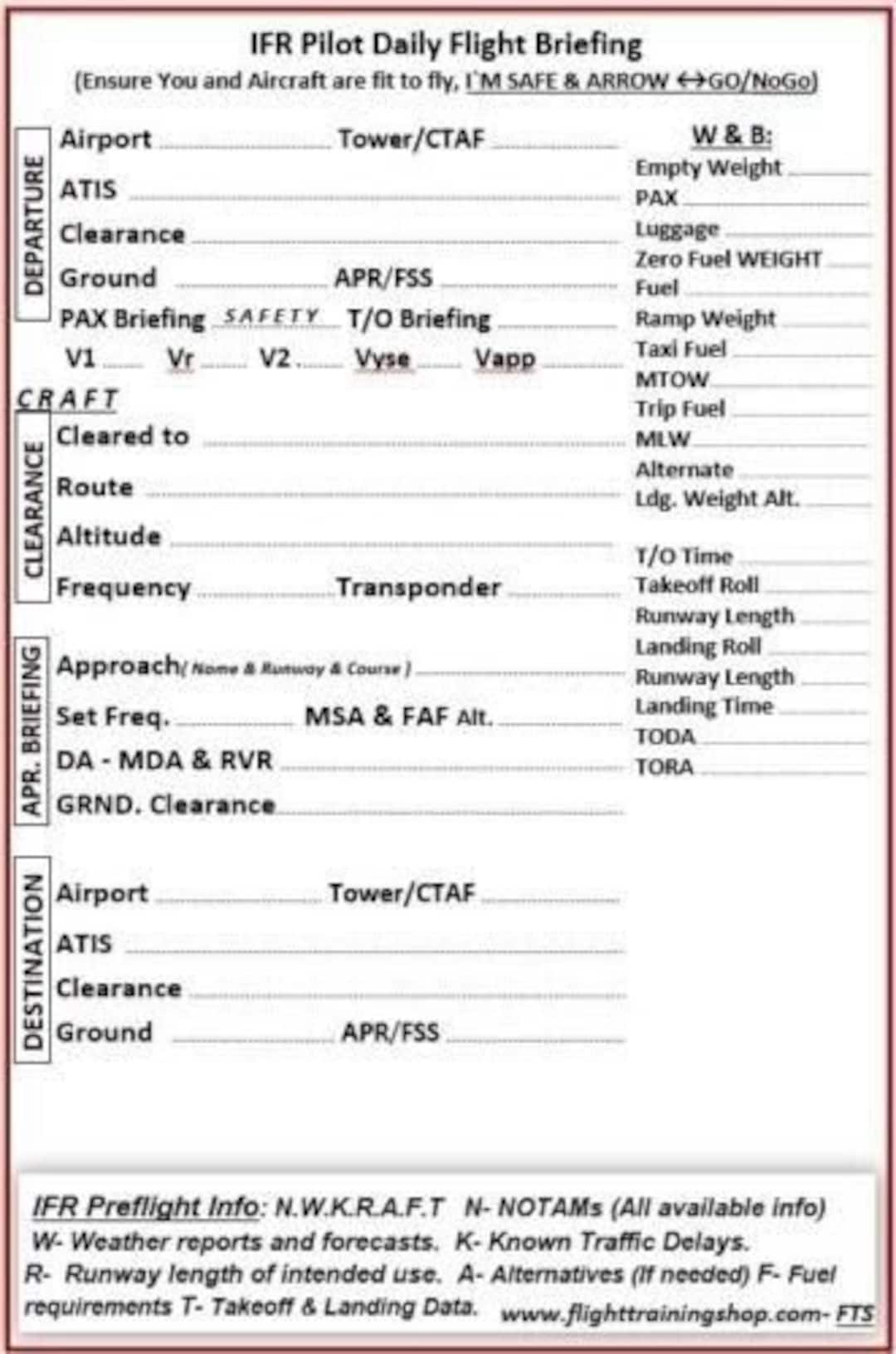 IFR Pilot Writing Pad With for Student Pilots Etsy
