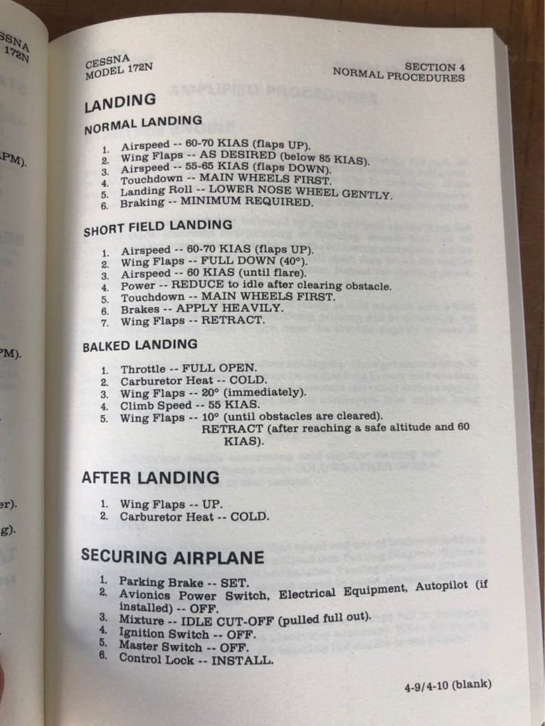 Cessna 172N Model Pilot Operating Handbook 210 Pages Etsy