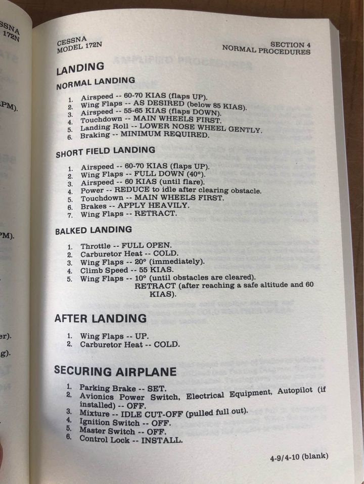 Cessna 172N Model Pilot Operating Handbook 210 Pages Etsy