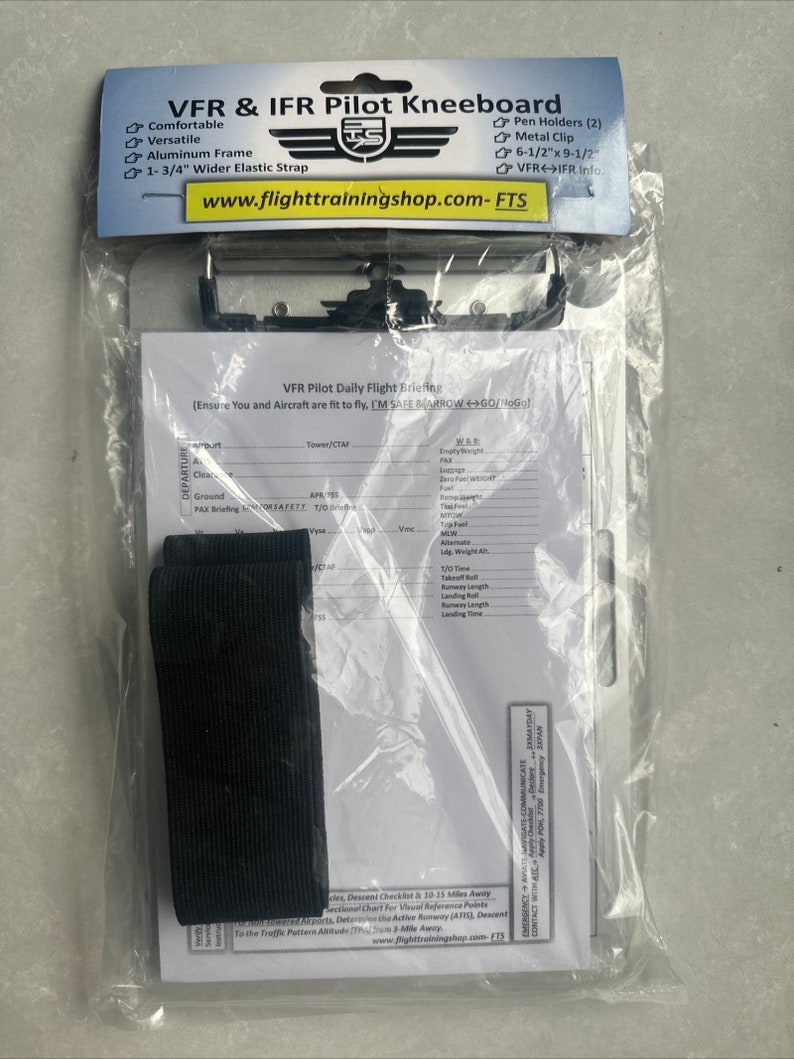 VFR&IFR Aliminum Pilot Kneeboard With Pen Holder, Leg Strap and VFR ...