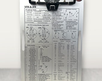VFR&IFR アルミパイロットニーボード、ペンホルダー、レッグストラップ、VFR メモ帳付き