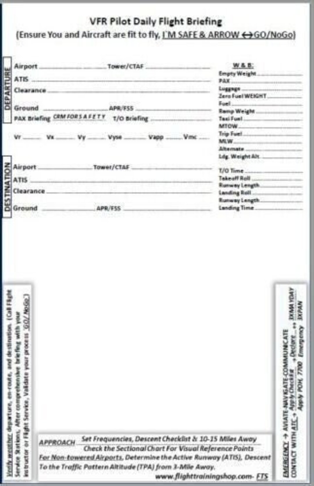 VFR Pilot Writing Pad With for Student Pilots Etsy