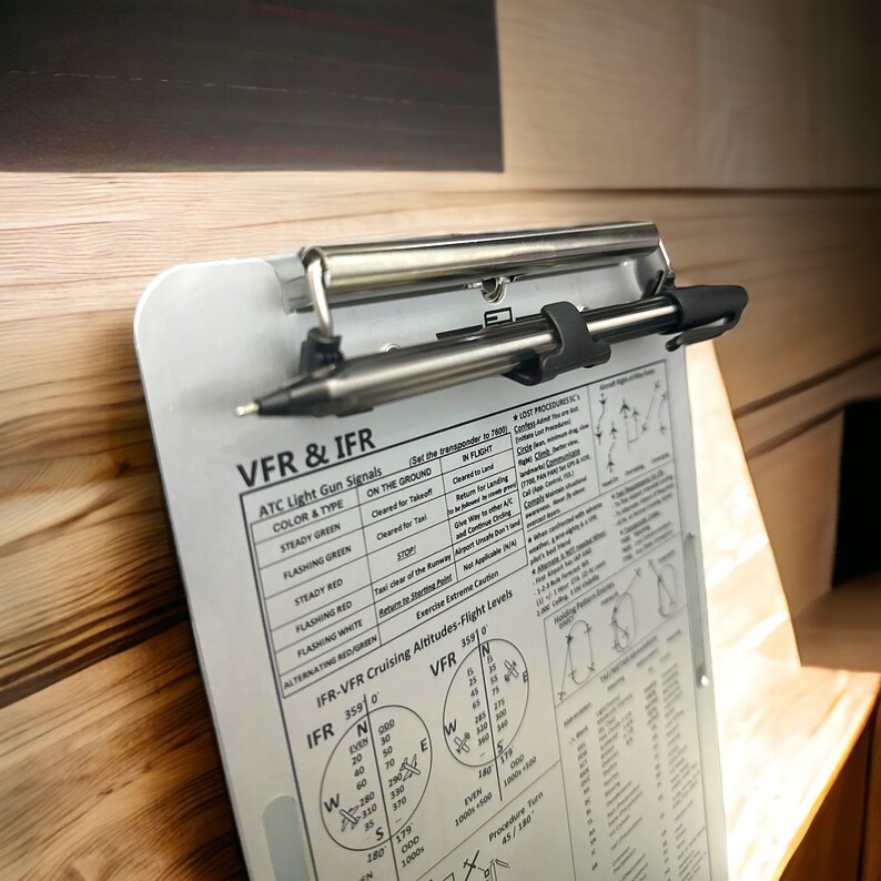 VFR&IFR Aliminum Pilot Kneeboard With Pen Holder, Leg Strap and VFR ...