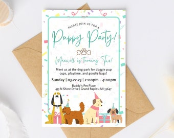 Puppy party invitation, printable, 5x7