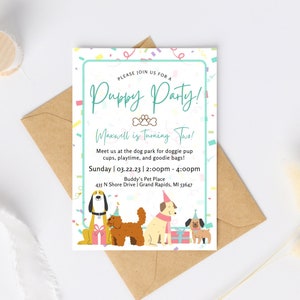 Puppy party invitation, printable, 5x7