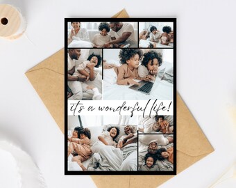 Modern Christmas greeting card digital template, it’s a wonderful life, 5x7, printable