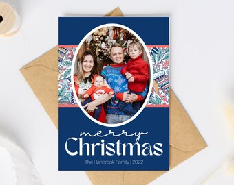 Festive Christmas greeting card digital template, printable, 5x7