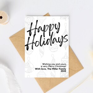 Happy holidays greeting card template, digital download with photos, 5x7