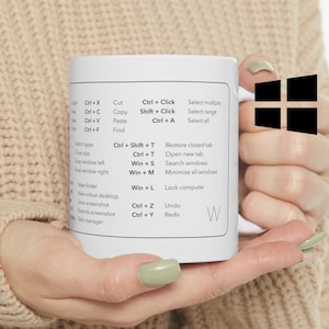 Windows SHORTCUTS Mug | keyboard shortcuts for windows | Perfect tech accessory for your desk or Office gift | Reference Guide