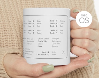 Mac SHORTCUTS Mug | keyboard shortcuts for MacBook Pro/Air/iMac | Perfect Office gift | Reference Guide