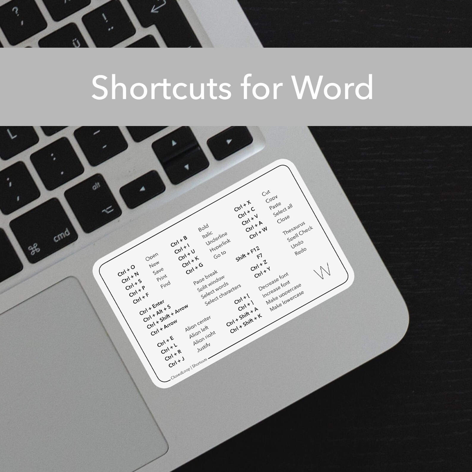 Word Shortcuts Sticker MacBook Windows Gift Keyboard Shortcuts Removable Reference Guide Etsy