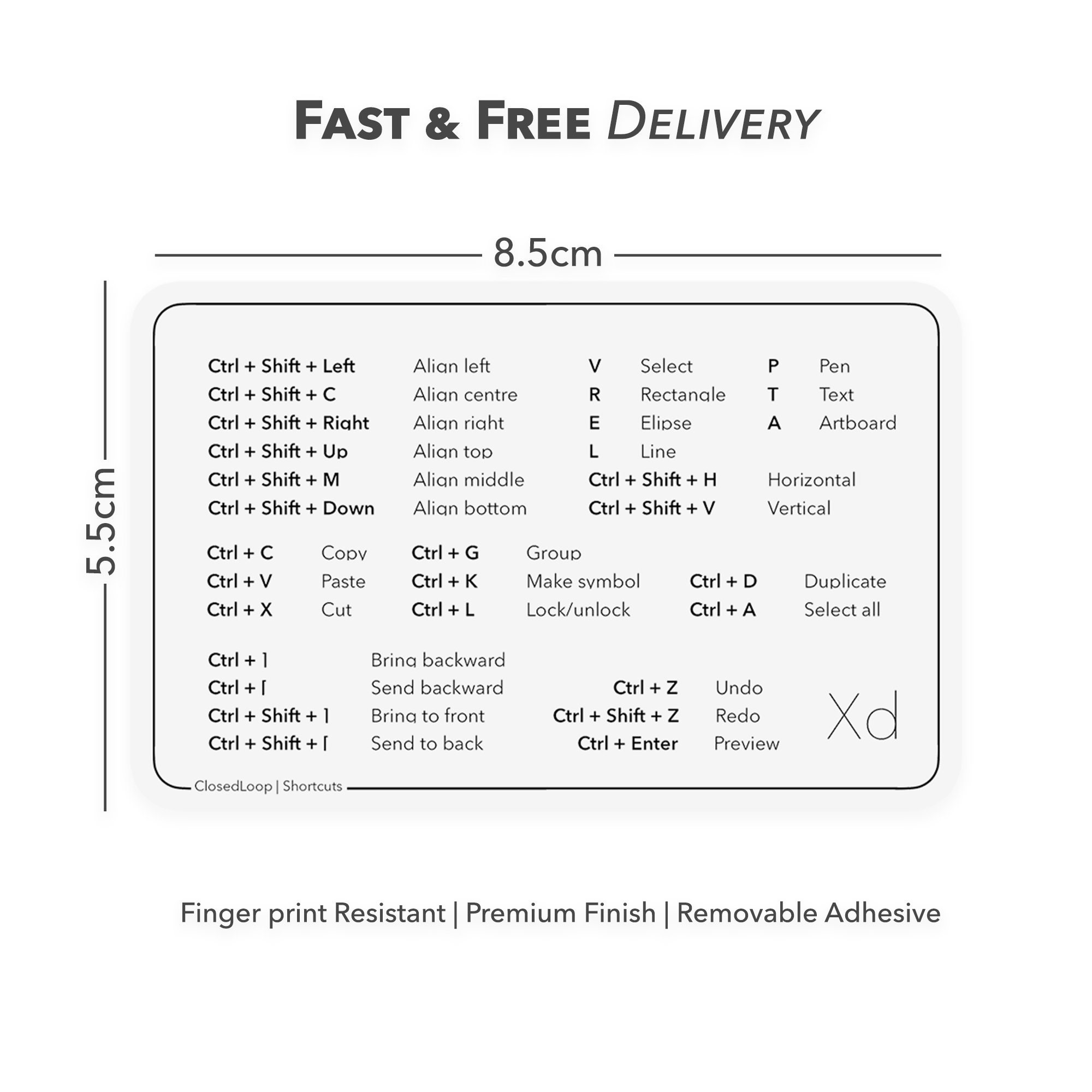 Adobe Xd Shortcuts Sticker / MacBook o Windows / Métodos abreviados de