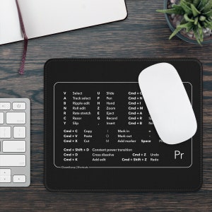 Premiere Pro Mousepad Shortcuts | Mac and Windows | Gift for the Office and Students | Updated for 2022 compatible with MacBook and Laptops