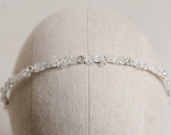 Coiffe LUISE en argent, serre-tête de mariée strass, couronne de mariée avec strass Swarovski, bijoux de cheveux de mariage, bijoux de mariée strass, bijoux de mariée