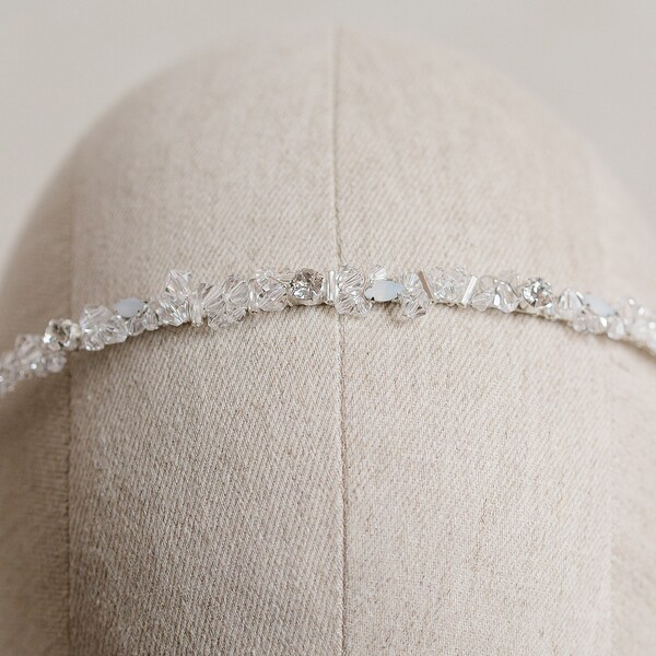 Headpiece LUISE in Silber, Brauthaarband Strass, Brautkrone mit Swarowski Strass, Hochzeitshaarschmuck, Brautschmuck Strass, Brautschmuck