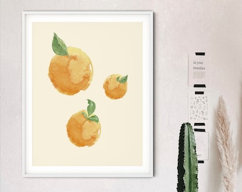 Orange Watercolor Wall Art , Wall art, Instant download, Living Room, Fruits Wall Art, Modern Art, Fruits Print, Oranges Poster