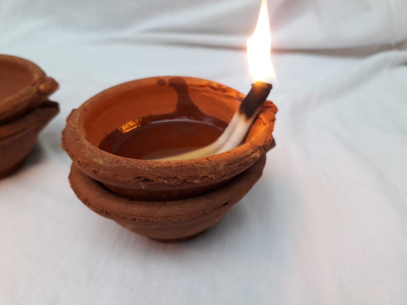Handmade Clay Oil Lamp Low Light Oil Lamp Terracotta Oil Etsy