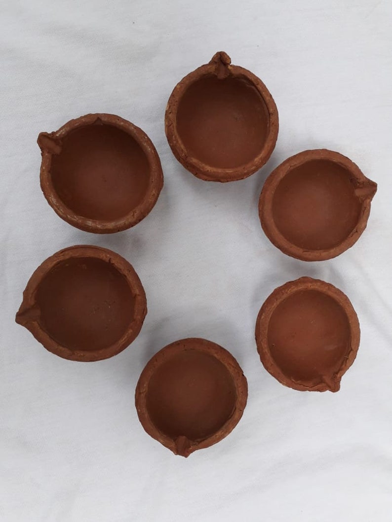 Handmade Clay Oil Lamp, Low Light Oil Lamp, Terracotta Oil Lamps, Meti