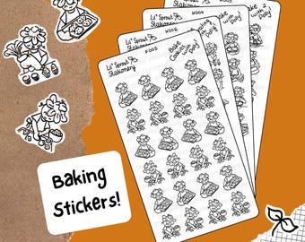 Autocollants de pâtisserie mignons | Stickers pour agendas et carnets | Feuille d'autocollants de cuisine | Mini-gâterie sucrée