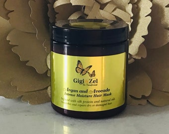 Hair Mask Deep Conditioner Argan Oil Avocado Oil Moisturizing Organic Hair Growth Dry Hair Breakage Repair Treatment Natural Gigi and Zel