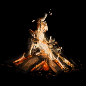 Campfire Painting, Campfire Canvas Print, Campfire Art, Campfire Wall Art, Fire Painting, Fire Canvas Print, Fire Art