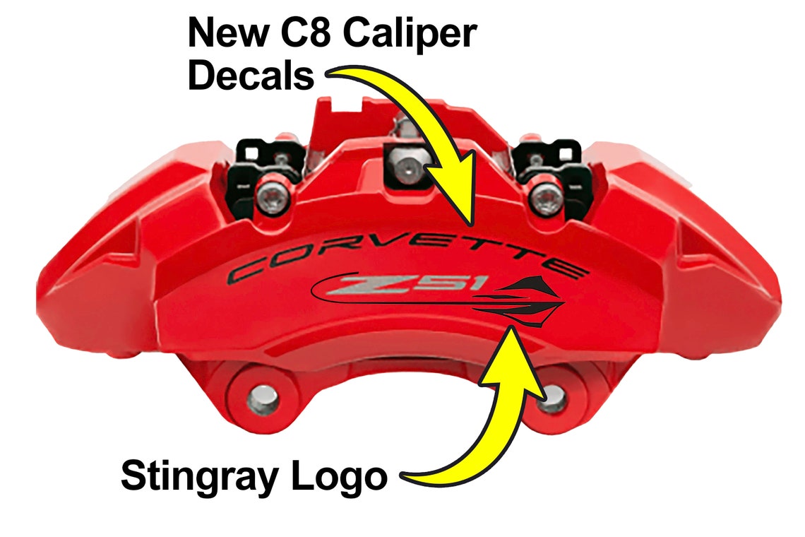 Corvette C8 Brake Caliper Decals Z51 With Stingray Logo Etsy