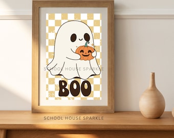 Groovy Halloween Art Duo | Digital Halloween File | Groovy Halloween | Retro Halloween | Neutral Halloween