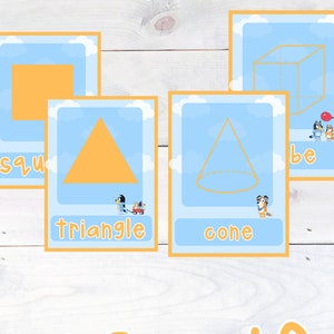 Digital Bluey Shape Cards - Bluey Classroom Decor, Bluey Classroom