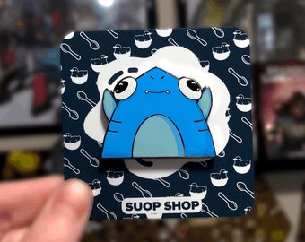 excited Hype Shark Enamel Pin - Polished Nickel Finish