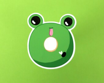 Kawaii Frog Donut Vinyl Waterproof Sticker Decal