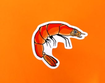 Cartoon Shrimp Waterproof Vinyl Sticker Decal