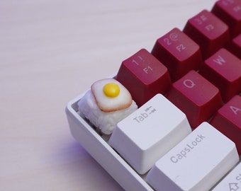 Realistic Fried Egg on Rice Keycap | Artisan Handmade MX Stem compatible Keycap