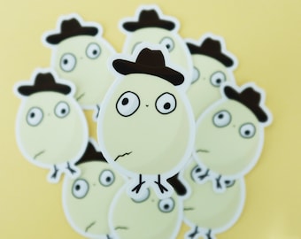 Egg Wearing An Explorer/Cowboy Hat Vinyl Waterproof Sticker Decal