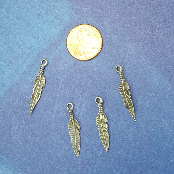 2 pc Silver Feather Charm, Bracelet Making Charms, Necklace making Charms,  Silver Metal Charm, Charm Bracelet Charms, Necklace Pendant