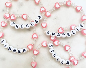 Personalized Heart Name Bracelet: Birthday Party Favors