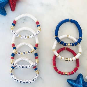 4th of July bracelet | 4th of July | star | custom bracelet | glitter | name bracelet | Fourth of July bracelet | red white and blue