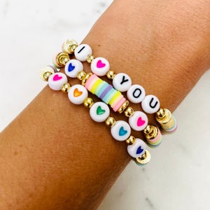I Love You bracelet | Valentine’s Day gift personalized name bracelet  | custom name bracelet | personalized gift kids | beaded bracelet