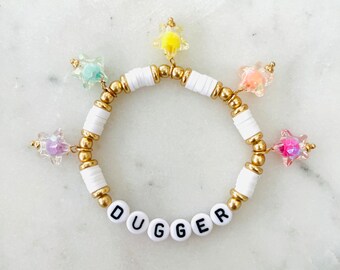 Personalized Star Charm Bracelet: Colorful Heishi Bead Bracelet