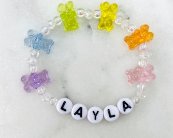 Gummy Bear Personalized Name Bracelet: Colorful Kids Jewelry