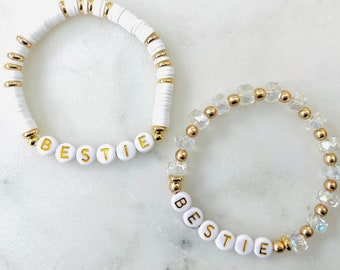 Bestie Heishi Bead Bracelet: Personalized BFF Gift