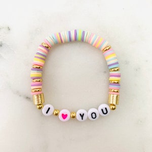 I Love You bracelet | I love you | custom gift | custom bracelet | heishi | rainbow bracelet | I love you gift | Valentine’s Day |