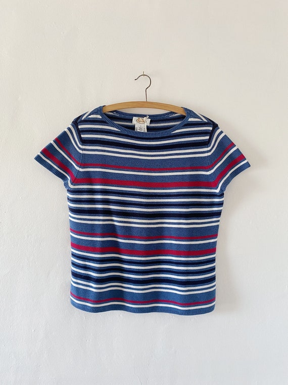 Vintage Talbots Striped Short Sleeve Sweater Top