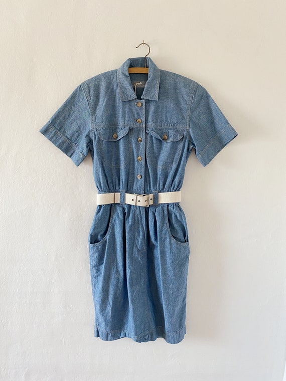 Vintage Chambray Shirt Dress - image 1