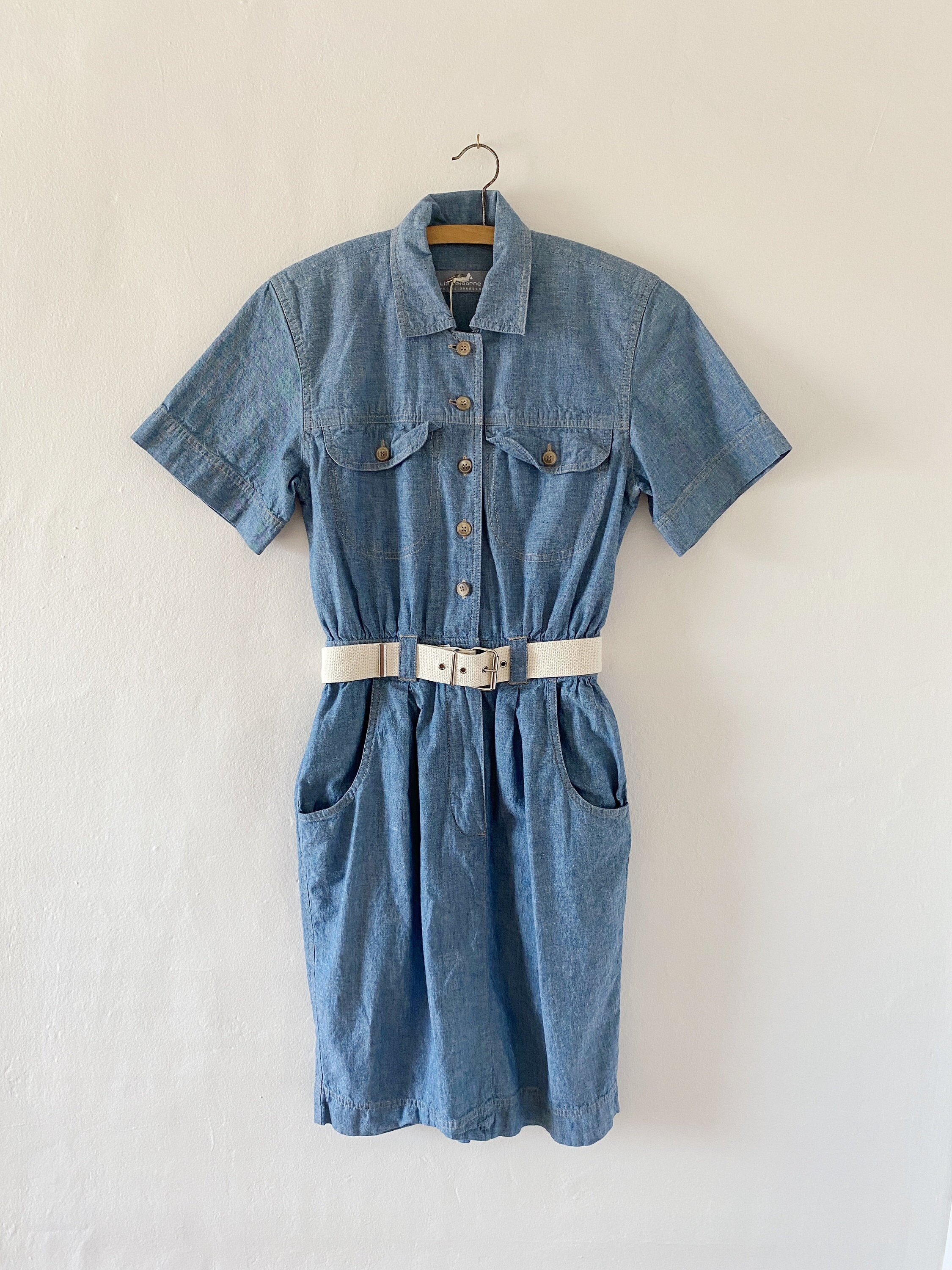 chambray blue short sleeve gloria day dress Blue Short Sleeve Cotton Chambray Emma Dress
