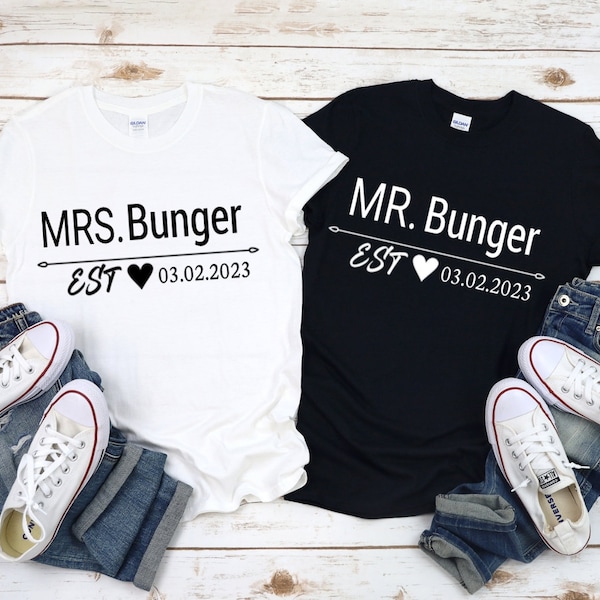 Mr und Mrs Hemden, Hochzeitshemden, Mr und Mrs shirt, Hochzeitsreise Shirt, personalisiert Geschenk, Flitterwochen Geschenk, Brautpaar Shirt